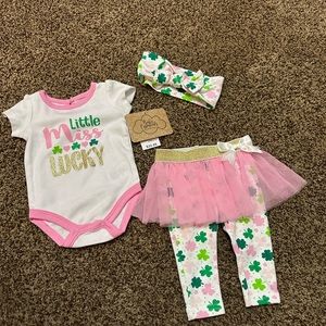 St. Patty’s Baby Outfit~Little Miss Lucky~size 3 Months New NWT Tutu Leggings